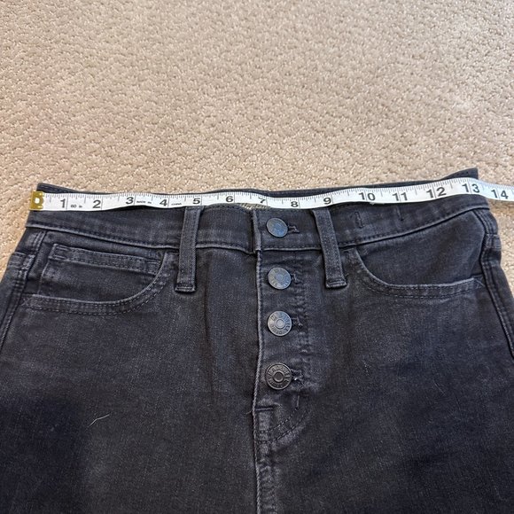 Madewell Jeans 10" High-Rise Roadtripper Skinny Boho Black Distress Sz 26P K9922 - Picture 8 of 15